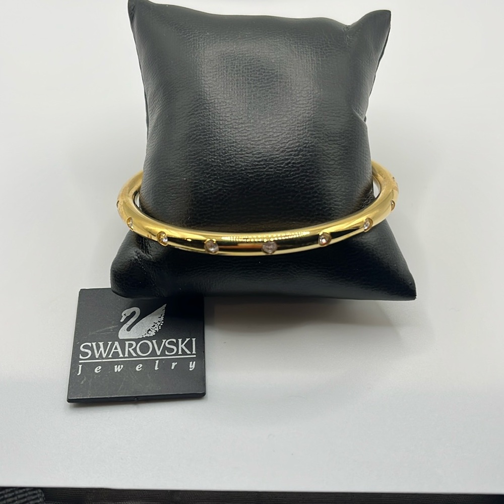 SWAROVSKI Gold Plate Crystal Studded Bangle Bracelet